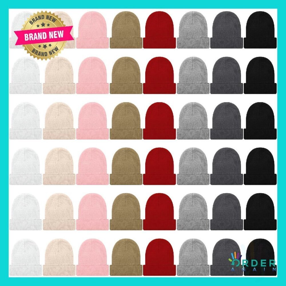 Cozy Knitted Cuffed Skull Cap Winter Beanie Hat Soft Warm Unisex Classic
